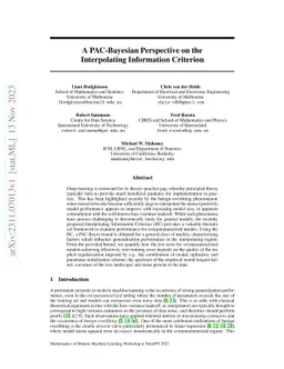 A PAC-Bayesian Perspective on the Interpolating Information Criterion