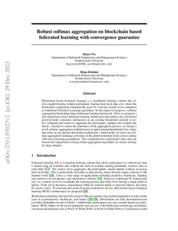 Robust softmax aggregation on blockchain based federated learning with
  convergence guarantee