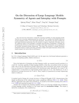 On the Discussion of Large Language Models: Symmetry of Agents and
  Interplay with Prompts