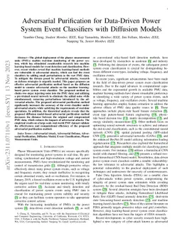 Adversarial Purification for Data-Driven Power System Event Classifiers
  with Diffusion Models