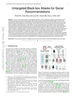 Untargeted Black-box Attacks for Social Recommendations