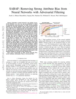SABAF: Removing Strong Attribute Bias from Neural Networks with
  Adversarial Filtering