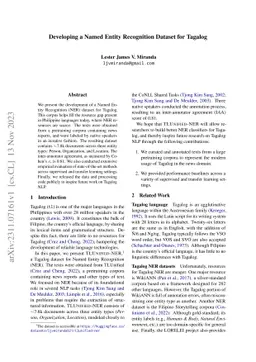 Developing a Named Entity Recognition Dataset for Tagalog