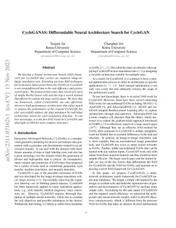 CycleGANAS: Differentiable Neural Architecture Search for CycleGAN