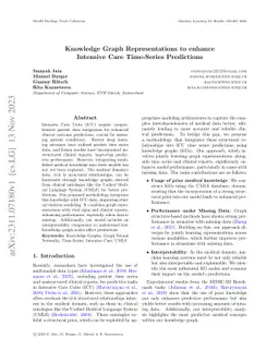Knowledge Graph Representations to enhance Intensive Care Time-Series
  Predictions