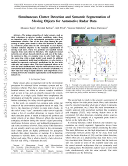 Simultaneous Clutter Detection and Semantic Segmentation of Moving
  Objects for Automotive Radar Data