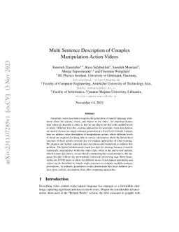 Multi Sentence Description of Complex Manipulation Action Videos