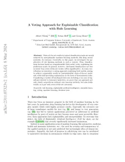 A Voting Approach for Explainable Classification with Rule Learning