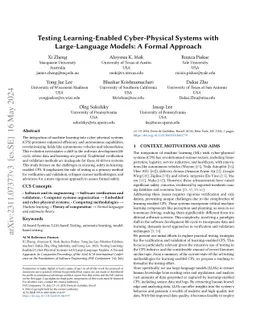 Testing learning-enabled cyber-physical systems with Large-Language
  Models: A Formal Approach
