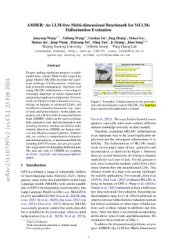 AMBER: An LLM-free Multi-dimensional Benchmark for MLLMs Hallucination
  Evaluation