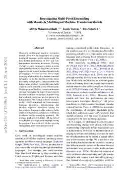 Investigating Multi-Pivot Ensembling with Massively Multilingual Machine
  Translation Models