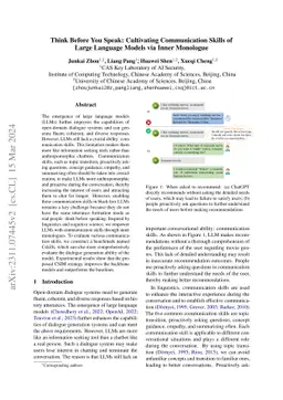 Think Before You Speak: Cultivating Communication Skills of Large
  Language Models via Inner Monologue