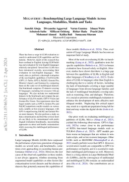 MEGAVERSE: Benchmarking Large Language Models Across Languages,
  Modalities, Models and Tasks