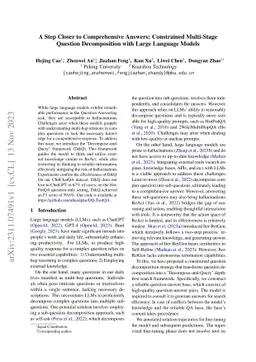 A Step Closer to Comprehensive Answers: Constrained Multi-Stage Question
  Decomposition with Large Language Models