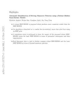 Automatic Identification of Driving Maneuver Patterns using a Robust
  Hidden Semi-Markov Models