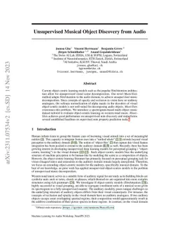 Unsupervised Musical Object Discovery from Audio