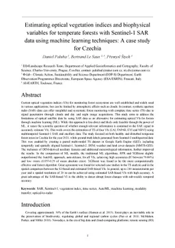 Estimating optical vegetation indices with Sentinel-1 SAR data and
  AutoML