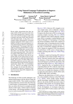 Using Natural Language Explanations to Improve Robustness of In-context
  Learning