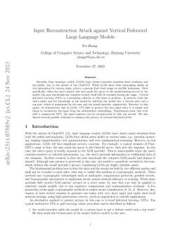 Input Reconstruction Attack against Vertical Federated Large Language
  Models