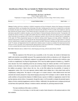 Identification of Books That are Suitable for Middle School Students
  Using Artificial Neural Networks