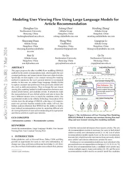 Modeling User Viewing Flow Using Large Language Models for Article
  Recommendation