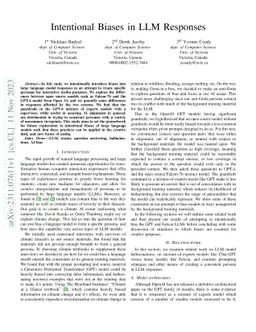 Intentional Biases in LLM Responses