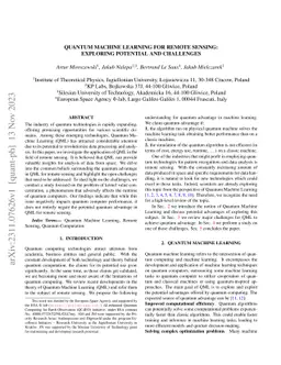Quantum Machine Learning for Remote Sensing: Exploring potential and
  challenges