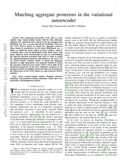 Matching aggregate posteriors in the variational autoencoder