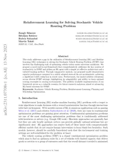 Reinforcement Learning for Solving Stochastic Vehicle Routing Problem