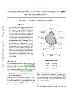 Generalization Analogies: A Testbed for Generalizing AI Oversight to
  Hard-To-Measure Domains