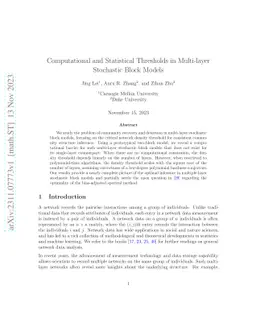 Computational and Statistical Thresholds in Multi-layer Stochastic Block
  Models