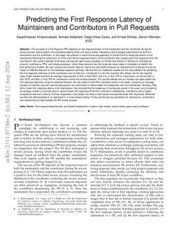 Predicting the First Response Latency of Maintainers and Contributors in
  Pull Requests