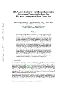 CSLP-AE: A Contrastive Split-Latent Permutation Autoencoder Framework
  for Zero-Shot Electroencephalography Signal Conversion