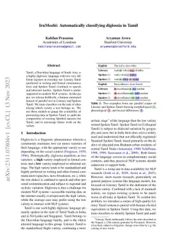 IruMozhi: Automatically classifying diglossia in Tamil