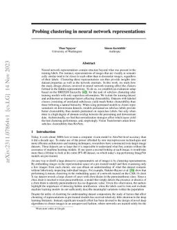 Probing clustering in neural network representations