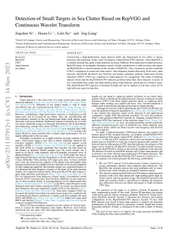 Detection of Small Targets in Sea Clutter Based on RepVGG and Continuous
  Wavelet Transform