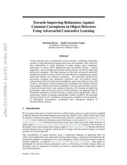 Towards Improving Robustness Against Common Corruptions in Object
  Detectors Using Adversarial Contrastive Learning