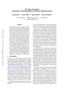 First-Step Advantage: Importance of Starting Right in Multi-Step Math
  Reasoning