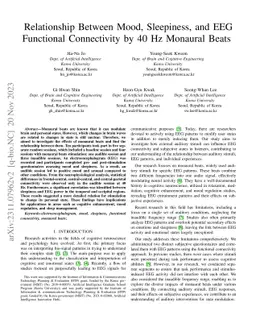 Relationship Between Mood, Sleepiness, and EEG Functional Connectivity
  by 40 Hz Monaural Beats