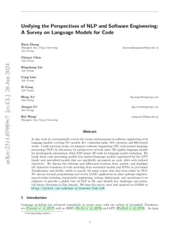 Unifying the Perspectives of NLP and Software Engineering: A Survey on
  Language Models for Code