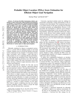 Probable Object Location (POLo) Score Estimation for Efficient Object
  Goal Navigation