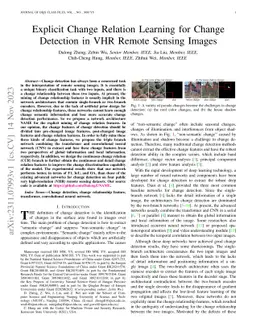Explicit Change Relation Learning for Change Detection in VHR Remote
  Sensing Images