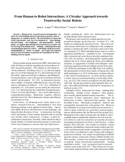 From Human to Robot Interactions: A Circular Approach towards
  Trustworthy Social Robots