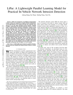 LiPar: A Lightweight Parallel Learning Model for Practical In-Vehicle
  Network Intrusion Detection