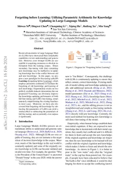 Forgetting before Learning: Utilizing Parametric Arithmetic for
  Knowledge Updating in Large Language Models