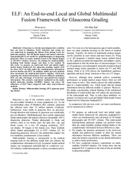 ELF: An End-to-end Local and Global Multimodal Fusion Framework for
  Glaucoma Grading