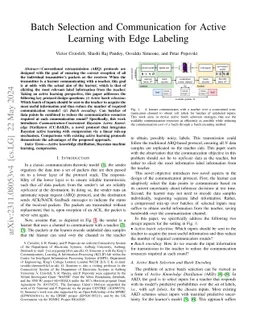 Batch Selection and Communication for Active Learning with Edge Labeling