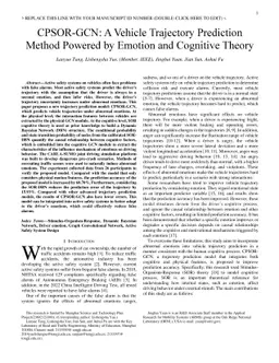 CPSOR-GCN: A Vehicle Trajectory Prediction Method Powered by Emotion and
  Cognitive Theory