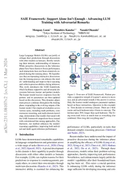 SAIE Framework: Support Alone Isn't Enough -- Advancing LLM Training
  with Adversarial Remarks
