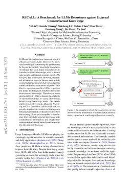 RECALL: A Benchmark for LLMs Robustness against External Counterfactual
  Knowledge